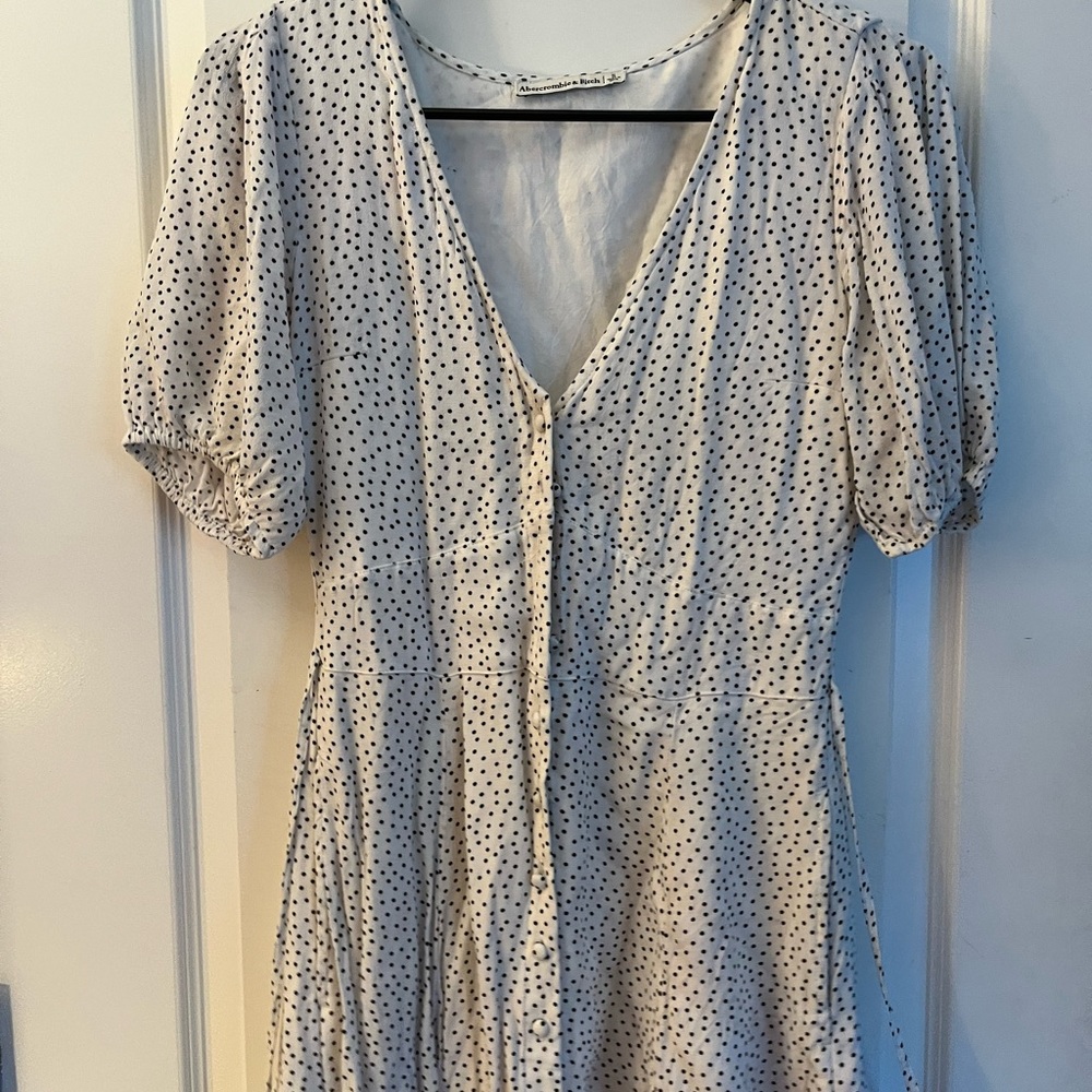 Abercrombie and fitch white polka dot dress